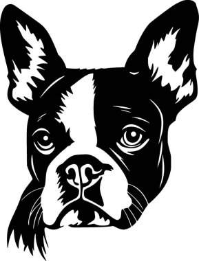 Boston Terrier - minimalist ve basit siluet - vektör çizimi