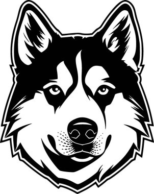 Sibirya Husky - minimalist ve düz logo - vektör illüstrasyonu