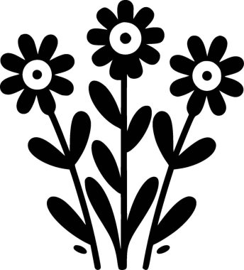 Flowers - black and white vector illustration clipart