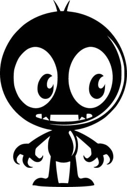 Alien - black and white vector illustration clipart