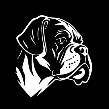 Boxer dog - black and white isolated icon - vector illustration clipart