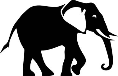 Elephant - black and white vector illustration clipart