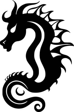 Seahorse - black and white vector illustration clipart