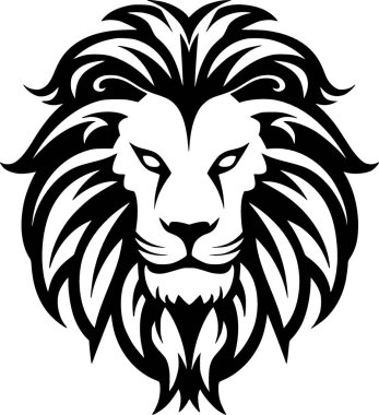 Lion - black and white vector illustration clipart