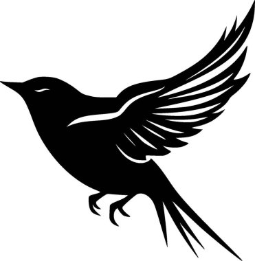 Bird - black and white vector illustration clipart