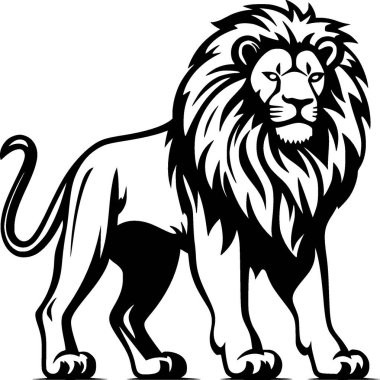 Lion - black and white vector illustration clipart