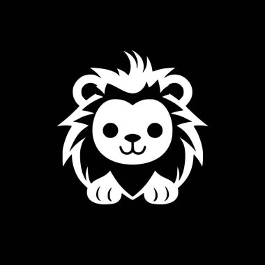 Lion baby - black and white isolated icon - vector illustration clipart