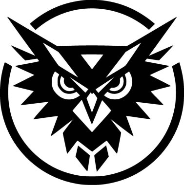 Owl - black and white vector illustration clipart