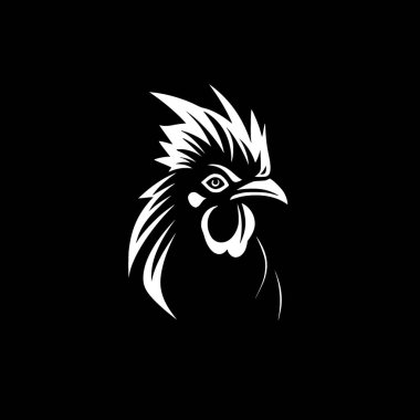 Rooster - black and white isolated icon - vector illustration clipart