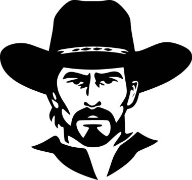 Western - black and white vector illustration clipart