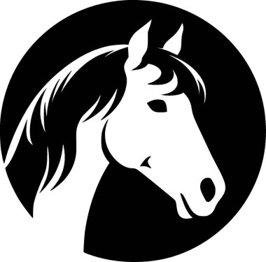 Horse - black and white vector illustration clipart