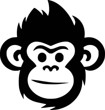 Monkey - black and white isolated icon - vector illustration clipart