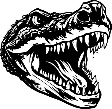 Crocodile - black and white isolated icon - vector illustration clipart