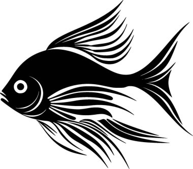 Angelfish - black and white vector illustration clipart