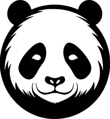 Panda - siyah ve beyaz vektör çizimi