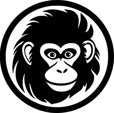 Monkey - black and white isolated icon - vector illustration clipart