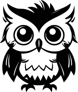 Owl baby - black and white isolated icon - vector illustration clipart