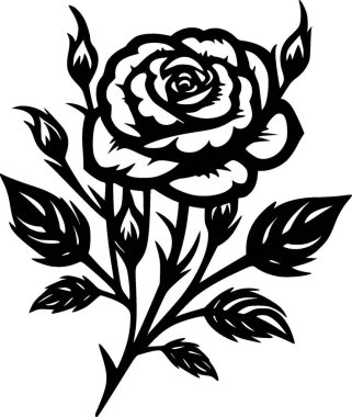 Roses - black and white vector illustration clipart