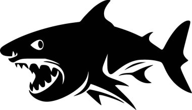 Shark - black and white vector illustration clipart