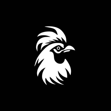 Rooster - black and white vector illustration clipart