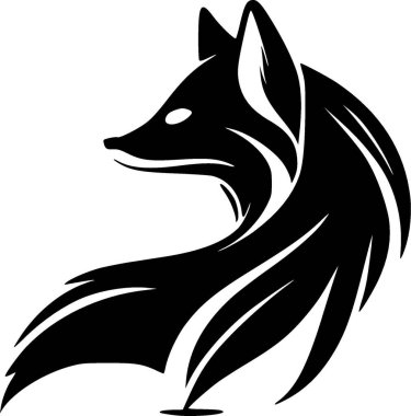 Fox - black and white isolated icon - vector illustration clipart