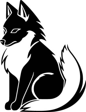 Fox - black and white vector illustration clipart