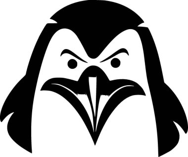 Penguin - black and white vector illustration clipart