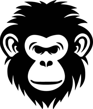 Monkey - black and white vector illustration clipart