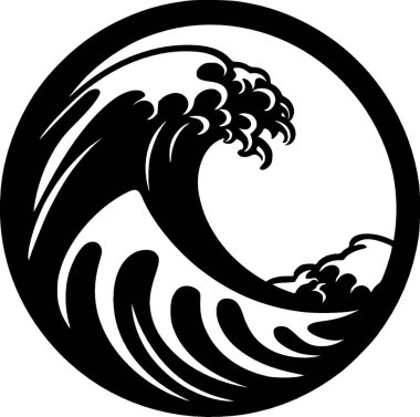 Wave - black and white isolated icon - vector illustration clipart