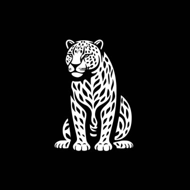 Leopard - black and white vector illustration clipart