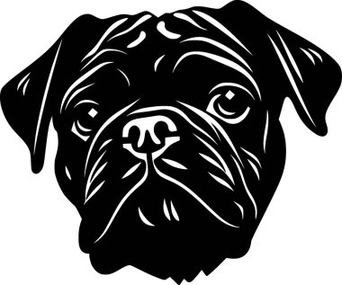 Pug - minimalist ve düz logo - vektör illüstrasyonu