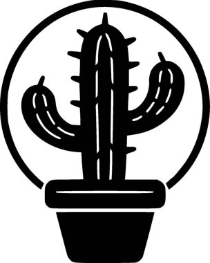 Cactus - black and white isolated icon - vector illustration clipart