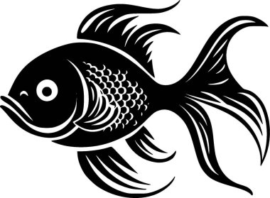 Goldfish - black and white isolated icon - vector illustration clipart