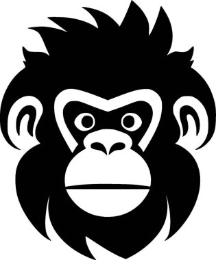 Monkey - black and white vector illustration clipart