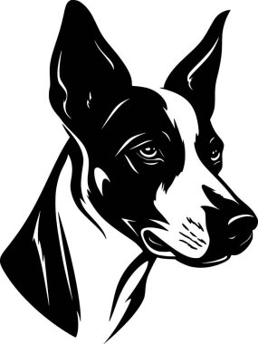 Basenji - black and white isolated icon - vector illustration clipart