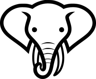 Elephant - black and white isolated icon - vector illustration clipart