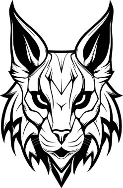 Lynx - black and white isolated icon - vector illustration clipart