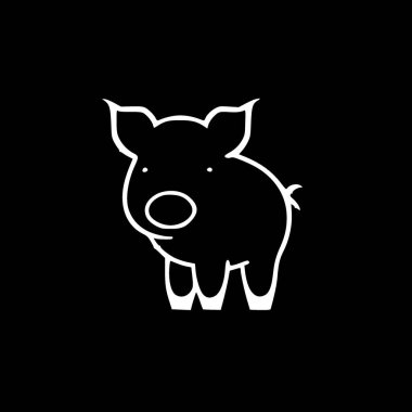 Pig - black and white vector illustration clipart