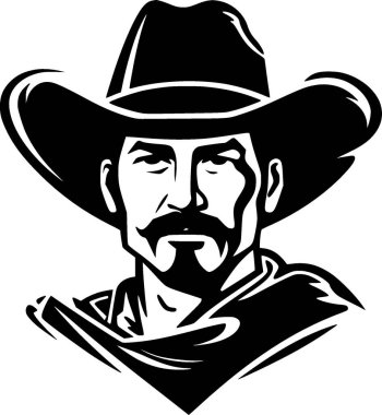 Western - black and white vector illustration clipart