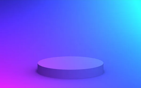 3D紫色霓虹灯台最小演播室渐变暗色背景 摘要三维几何形体图解绘制 为夜总会派对及科技产品展示 — 图库照片