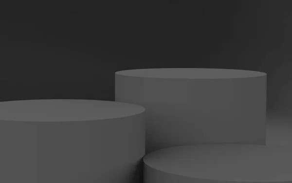 Gri Siyah Silindir Podyum Minimum Stüdyo Arkaplanı Soyut Geometrik Şekil — Stok fotoğraf