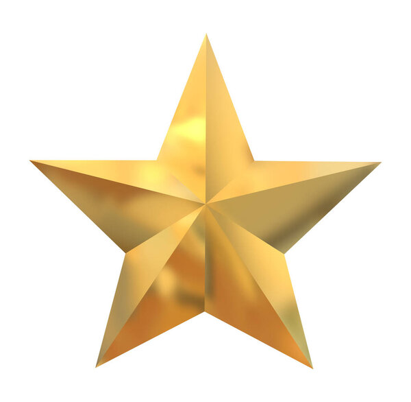 Золотая звезда на белом фоне. Объект с траекторией обрезки.