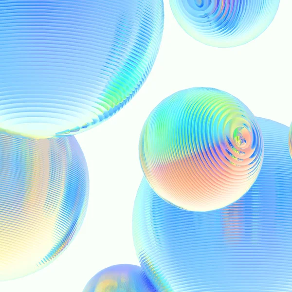 3D金属鋼ボールパステルグラデーション色は 現代の背景を隔離しました 概要円形状オブジェクトイラストレンダリング — ストック写真