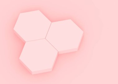 Soyut 3d pembe altıgen podyum minimum stüdyo arkaplanı. 3 boyutlu geometrik şekil çizimi. Kozmetik moda ve sevgililer günü ürünü. 