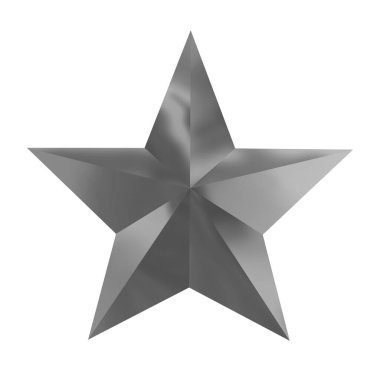 Beyaz arkaplanda nesne kırpma yolu ile izole edilmiş gri gümüş yıldız.