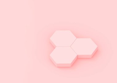 Soyut 3d pembe altıgen podyum minimum stüdyo arkaplanı. 3 boyutlu geometrik şekil çizimi. Kozmetik moda ve sevgililer günü ürünü. 