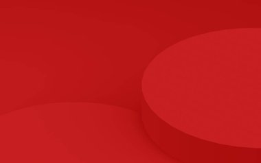 3d kırmızı silindir podyum minimum stüdyo arkaplanı. Soyut 3d geometrik şekil çizimi. Yaz tatili ürünleri için görüntü.