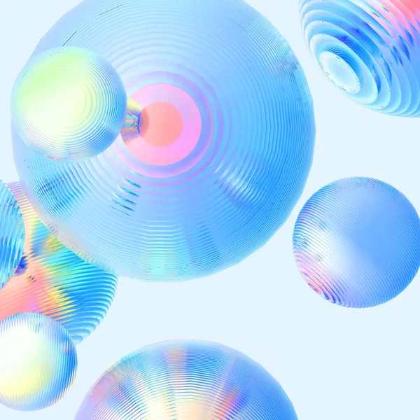 三维金属球粘贴梯度颜色隔离现代背景 抽象圆形几何物体图解绘制 — 图库照片
