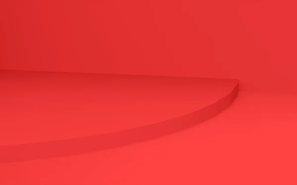 3D赤いシリンダーの表彰台最小限のスタジオの背景 概要3D形状オブジェクトイラストレンダリング 夏休み商品の展示 — ストック写真