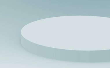 3D gri, parlak silindir podyum stüdyo arka planı. Soyut 3d geometrik şekil çizimi çizimi.